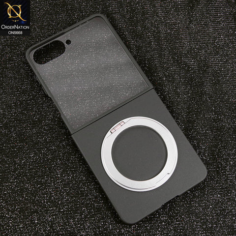 Samsung Galaxy Z Flip 7 Cover - Black - New Premium Quality Ultra Thin Pc Shell Case With Glass Protection Rotating Bracket Designed By GKK