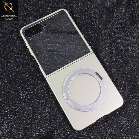 Samsung Galaxy Z Flip 7 Cover - Golden - New Premium Quality Ultra Thin Pc Shell Case With Glass Protection Rotating Bracket Designed By GKK