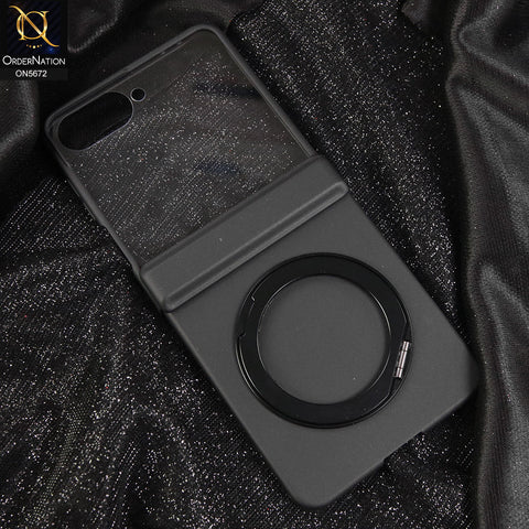 Samsung Galaxy Z Flip 7 Cover - Black - New Premium Quality Pc With Magnatic Hinge And Glass Protection And Rotating Bracket Designed By GKK