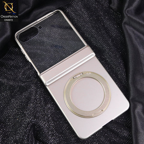 Samsung Galaxy Z Flip 7 Cover - Golden - New Premium Quality Pc With Magnatic Hinge And Glass Protection And Rotating Bracket Designed By GKK