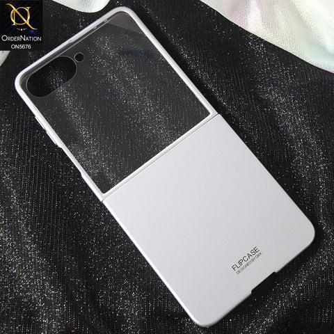 Samsung Galaxy Z Flip 7 Cover - Silver - New High Quality Pc Shell Case With Back Screen Glass Protection Designed By GKK