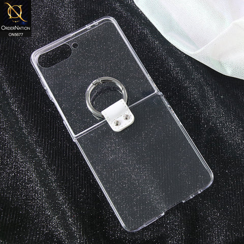 Samsung Galaxy Z Flip 7 Cover - White - New Slim High Quality Pc Shell Case With Ring And Holding Options Designed By GKK