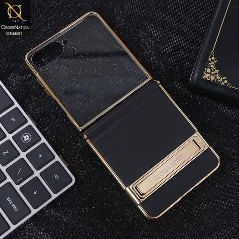 Samsung Galaxy Z Flip 7 Cover - Golden - New Premium  Pc  Case With Separate Tempered Film With Built-in Magnet And Glass Protecttion Designed By GKK