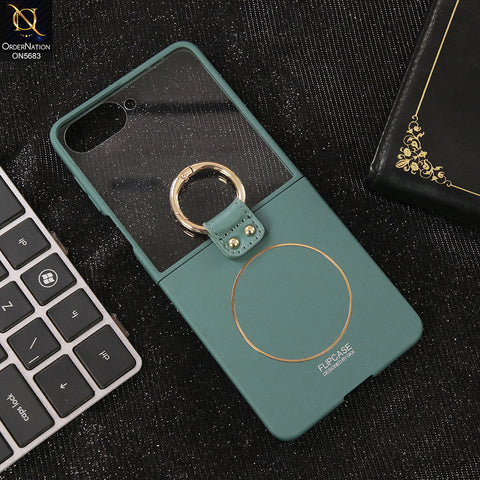 Samsung Galaxy Z Flip 7 Cover - Green - New Premium TPU Clear Case With Belt Strap For Holding Options Designed By GKK