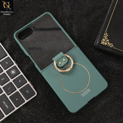 Samsung Galaxy Z Flip 7 Cover - Green - New Premium TPU Clear Case With Belt Strap For Holding Options Designed By GKK