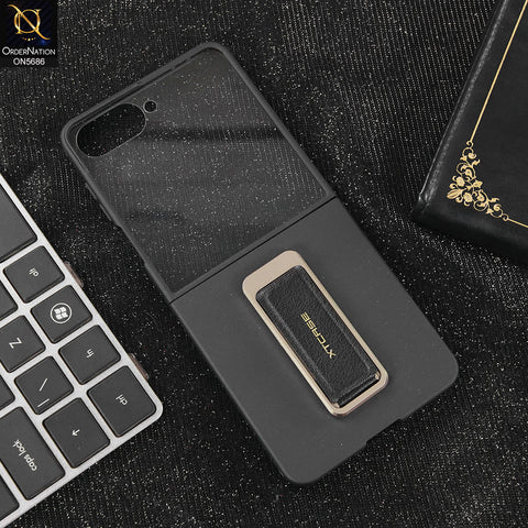 Samsung Galaxy Z Flip 7 Cover - Black - New Premium TPU Clear Case With Belt Strap For Holding Options Designed By GKK