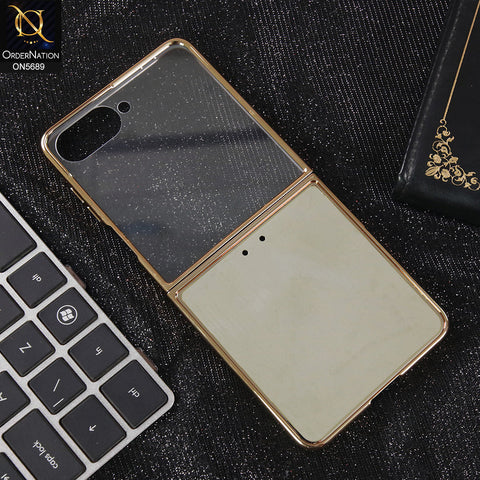 Samsung Galaxy Z Flip 7 Cover - Golden - New Premium Pc Shell Case With Glass Protection Designed By GKK