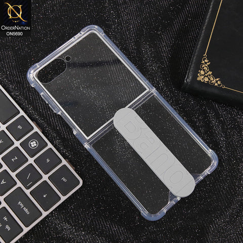 Samsung Galaxy Z Flip 7 Cover - Transparent - New Premium Quality Hinge Box Pc With Glass Protection And Ring