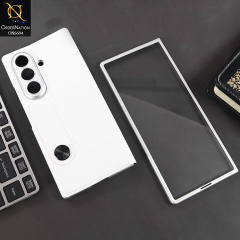 Samsung Galaxy Z Fold 7 Cover - White - New Premium Quality Slim Flip Case With Card Holding Options Designed By GKK