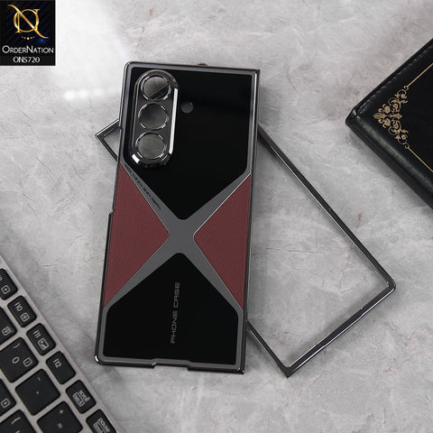 Samsung Galaxy Z Fold 7 Cover - Red - New High Quality Slim Pc Duo Colours Glass And Matte Leather Shell Case Designed By GKK