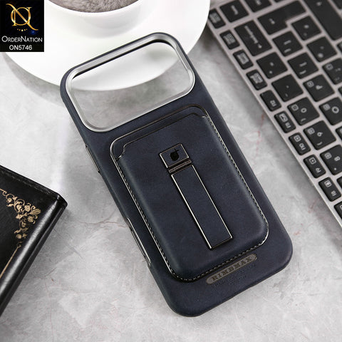 iPhone 17 Pro Max Cover - Blue - New Premium RimbMax High Quality Leather  Case With Premium Quality Magnatic Card Holding Options And KickStand