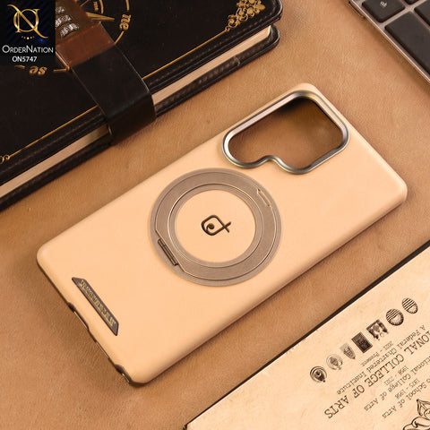 Samsung Galaxy S25 Ultra Cover -  Golden - New Premium RIMBMAX High Quality Leather TextuGolden  Case With KickStand Soft Case
