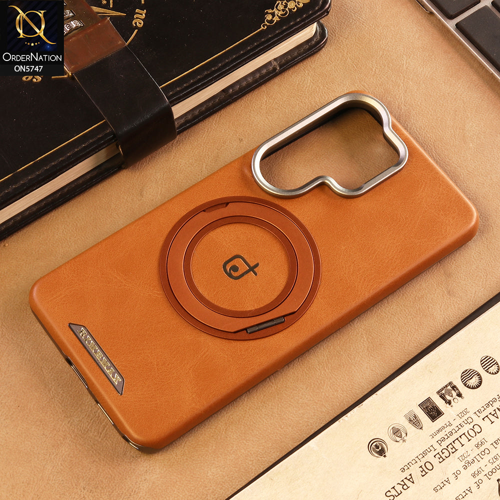 Samsung Galaxy S26 Ultra Cover -  Brown - New Premium RIMBMAX High Quality Leather Textured  Case With KickStand Soft Case
