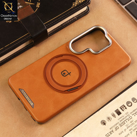 Samsung Galaxy S26 Ultra Cover -  Brown - New Premium RIMBMAX High Quality Leather Textured  Case With KickStand Soft Case