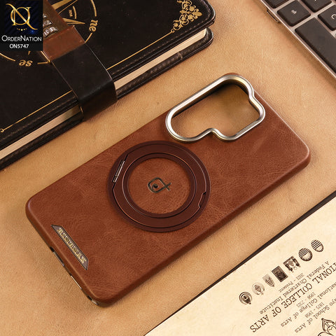 Samsung Galaxy S26 Ultra Cover -  Coffee - New Premium RIMBMAX High Quality Leather Textured  Case With KickStand Soft Case