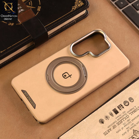 Samsung Galaxy S26 Ultra Cover -  Golden - New Premium RIMBMAX High Quality Leather TextuGolden  Case With KickStand Soft Case