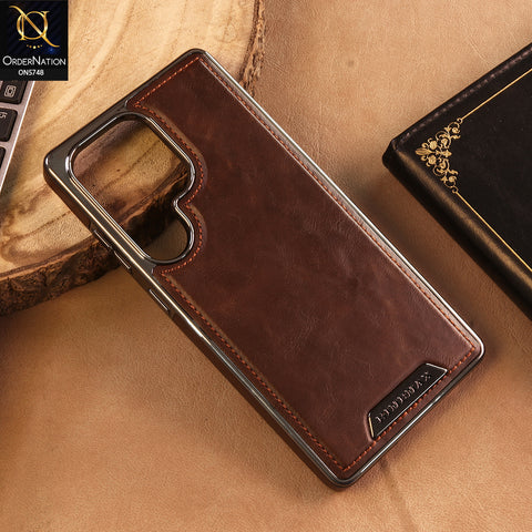 Samsung Galaxy S25 Ultra Cover -  Coffee - New Premium RimbMax High Quality Leather  Case
