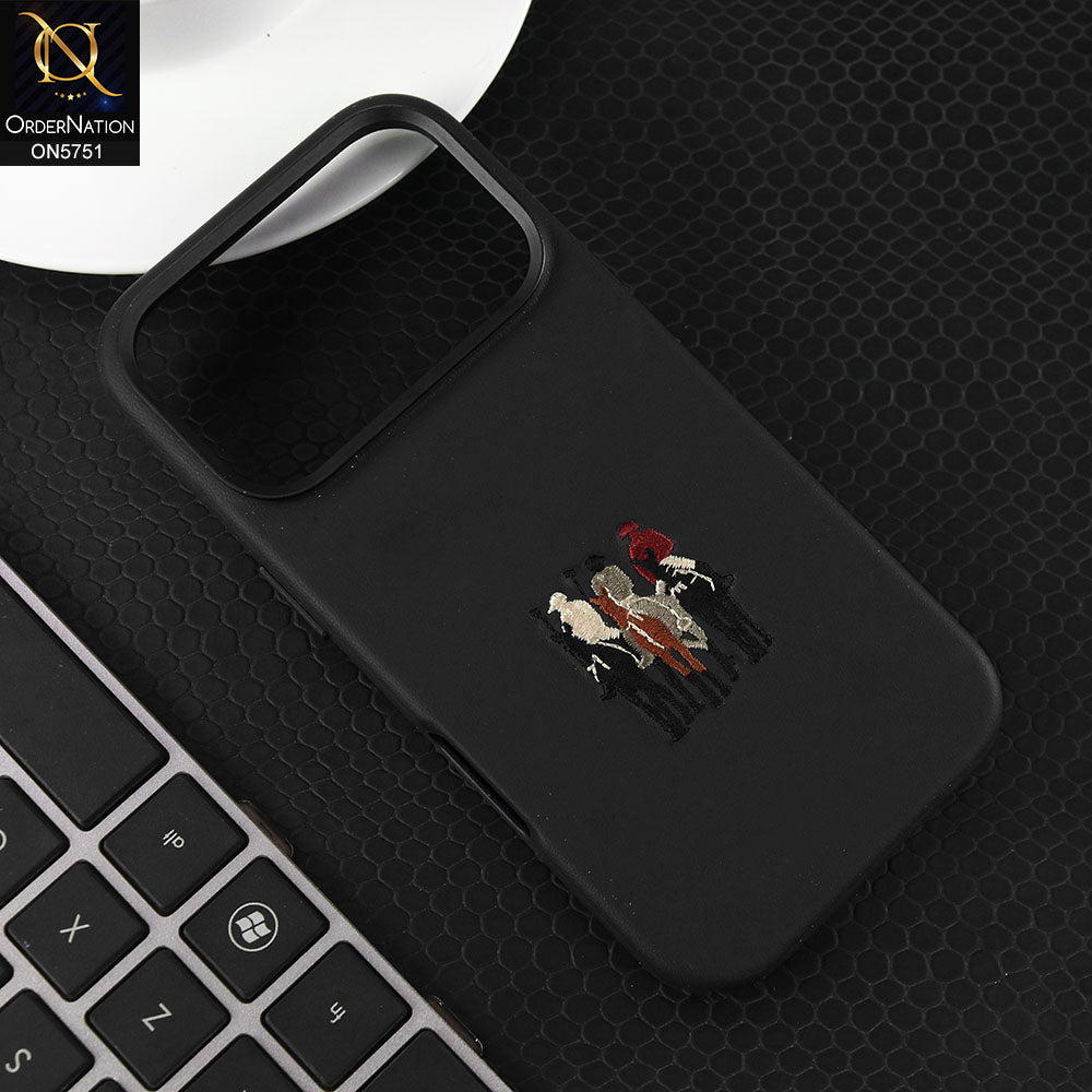 iPhone 17 Pro Cover - Black -New Premium  Leather Embroidery Case With Built-In Magsafe