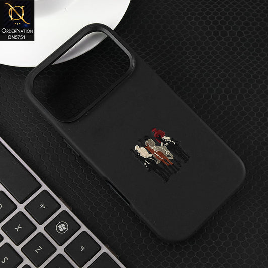 iPhone 17 Pro Cover - Black -New Premium  Leather Embroidery Case With Built-In Magsafe