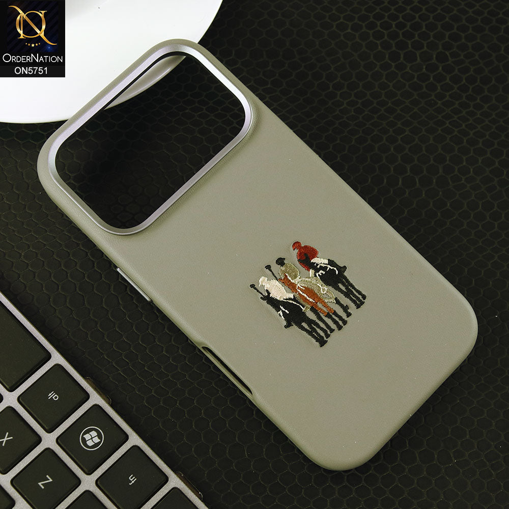 iPhone 17 Pro Cover - Gray -New Premium  Leather Embroidery Case With Built-In Magsafe