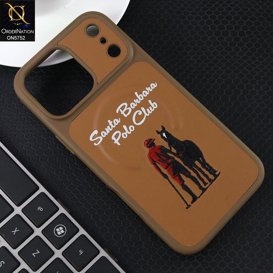 iPhone 17 Pro Max Cover - Brown -New Premium Matte Leather Embroidery Case With Built-In Magsafe