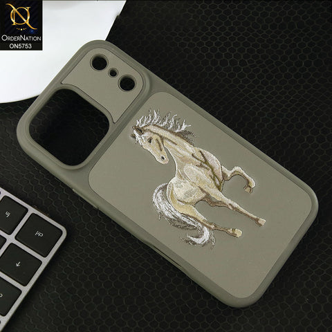 iPhone 17 Pro Cover - Gray -New Premium Matte Leather Embroidery Case With Built-In Magsafe