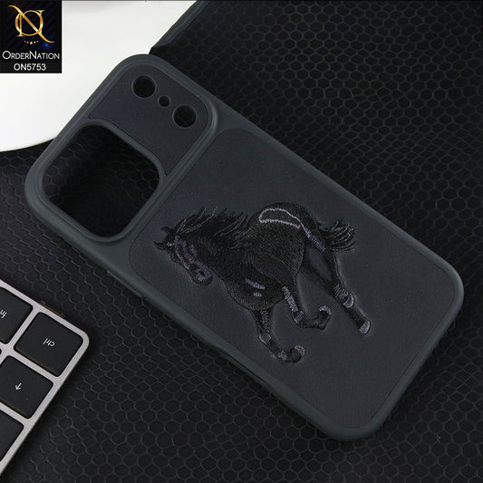 iPhone 17 Pro Max Cover - Black -New Premium Matte Leather Embroidery Case With Built-In Magsafe