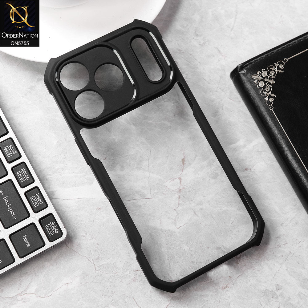 iPhone 17 Pro Cover - Black - New Premium Design TPU Soft Bordered And Glass Case