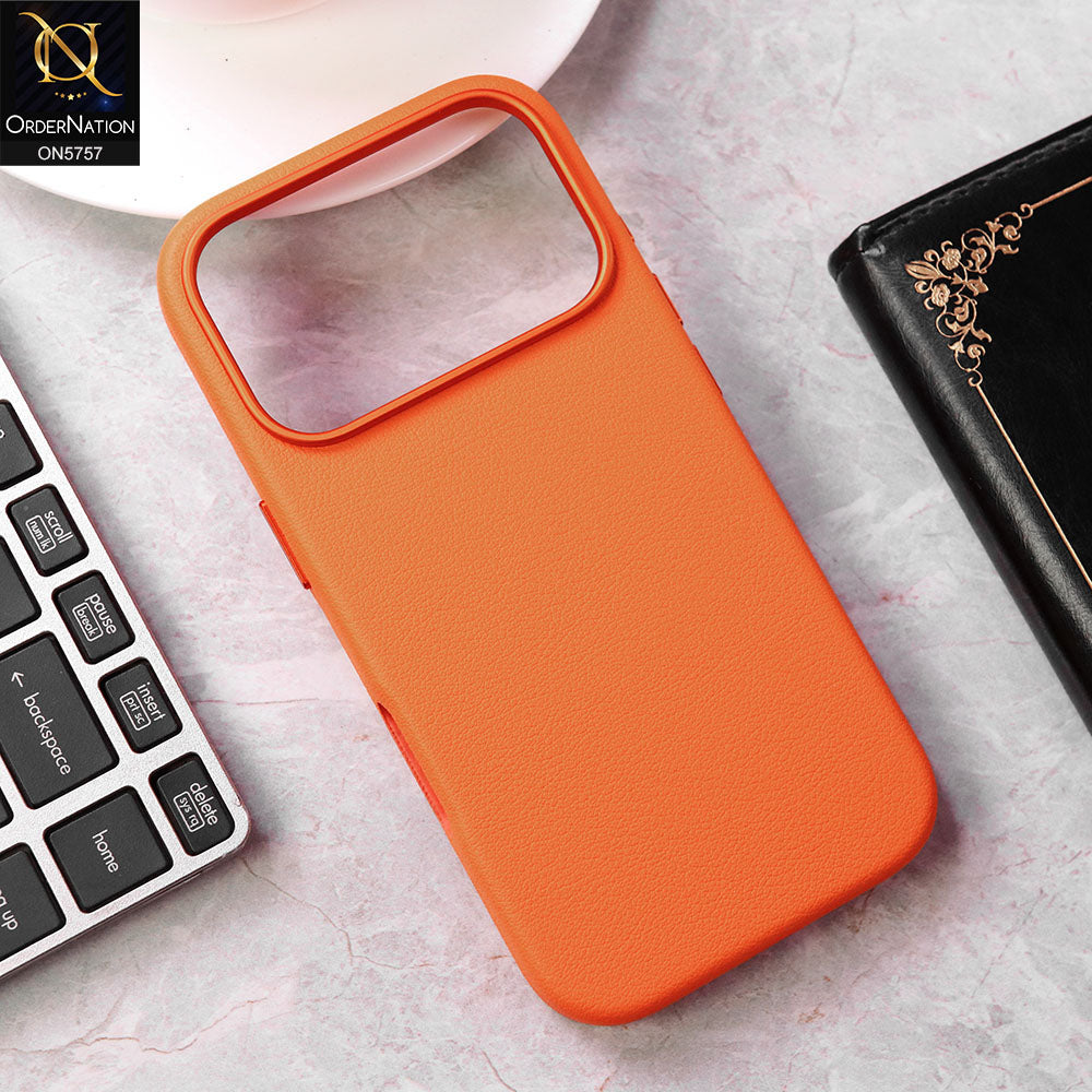 iPhone 17 Pro Cover - Orange - New Premium Quality Matte Leather Textured Case With Built-In MagSafe