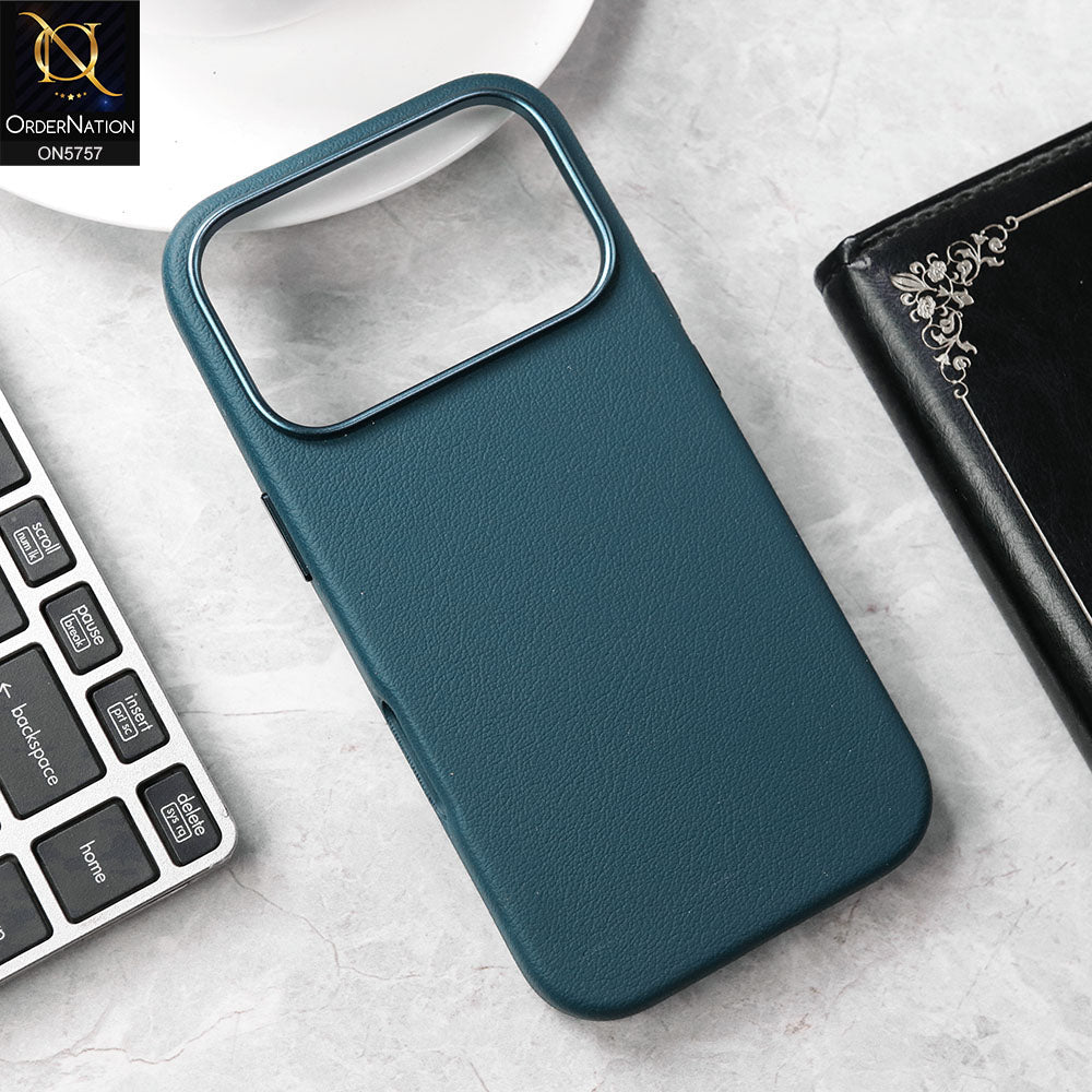 iPhone 17 Pro Max Cover - Blue - New Premium Quality Matte Leather Textured Case With Built-In MagSafe