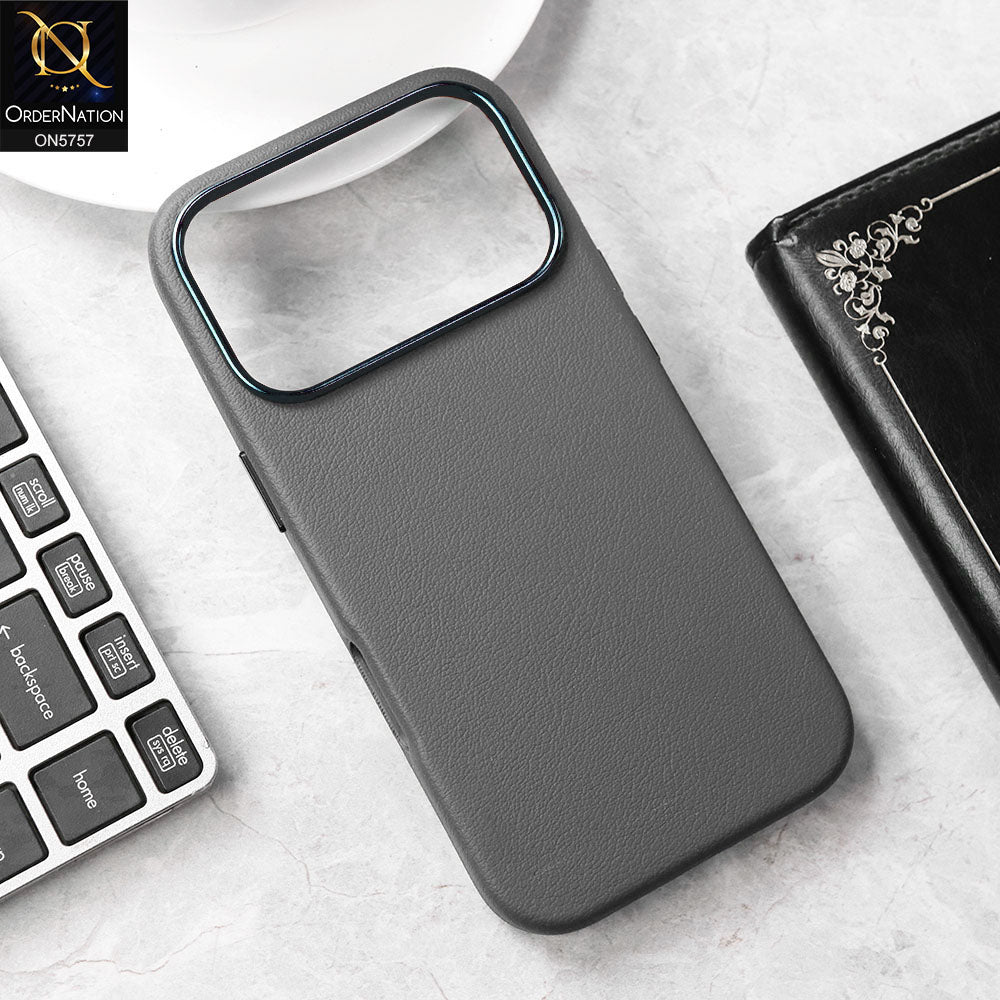 iPhone 17 Pro Max Cover - Gray - New Premium Quality Matte Leather Textured Case With Built-In MagSafe