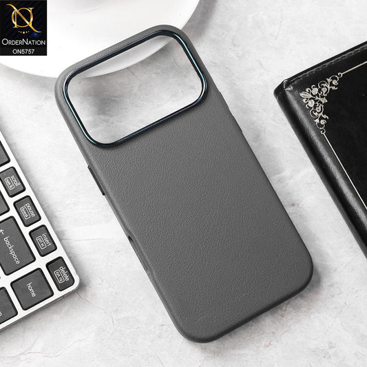 iPhone 17 Pro Max Cover - Gray - New Premium Quality Matte Leather Textured Case With Built-In MagSafe