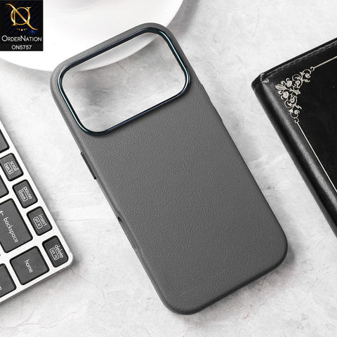 iPhone 17 Pro Max Cover - Gray - New Premium Quality Matte Leather Textured Case With Built-In MagSafe