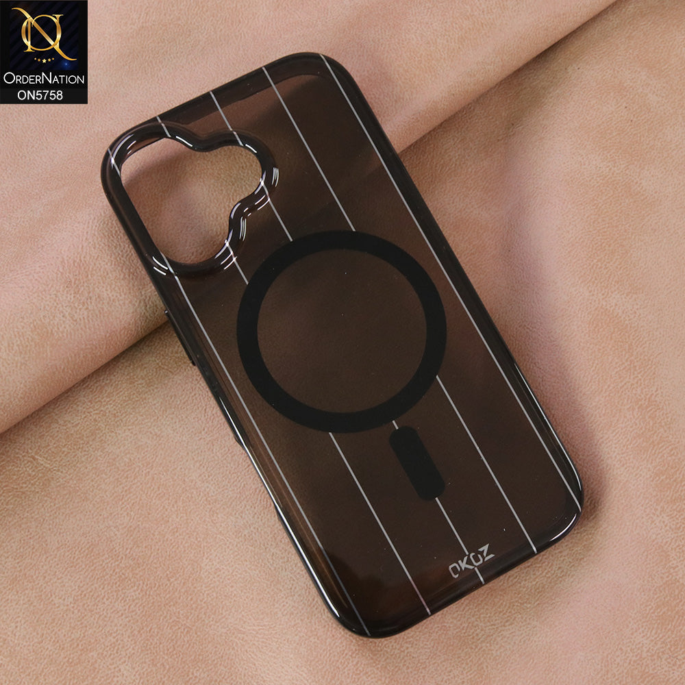 iPhone 17 Cover - Black - New Okoz High Quality TPU Soft Semi Transparent Case With MagSafe