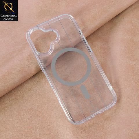 iPhone 17 Cover - White - New Okoz High Quality TPU Soft Semi Transparent Case With MagSafe