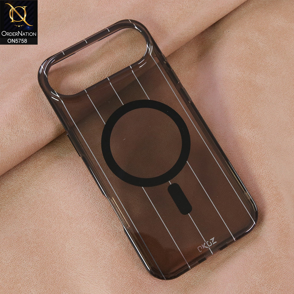 iPhone 17 Air Cover - Black - New Okoz High Quality TPU Soft Semi Transparent Case With MagSafe