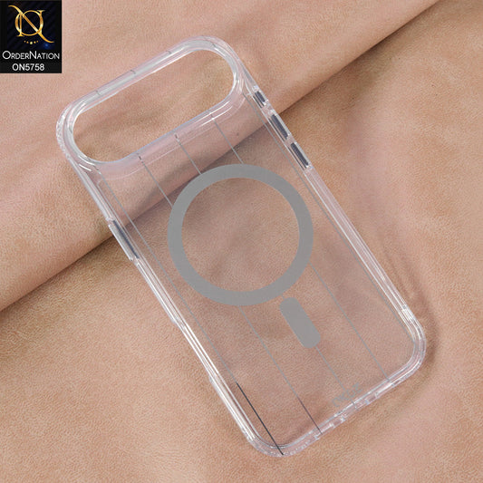 iPhone 17 Air Cover - White - New Okoz High Quality TPU Soft Semi Transparent Case With MagSafe