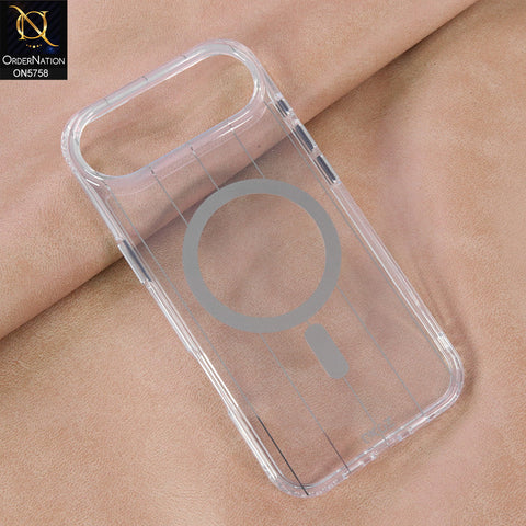 iPhone 17 Air Cover - White - New Okoz High Quality TPU Soft Semi Transparent Case With MagSafe