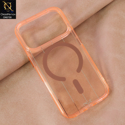 iPhone 17 Pro Cover - Orange - New Okoz High Quality TPU Soft Semi Transparent Case With MagSafe