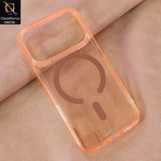 iPhone 17 Pro Max Cover - Orange - New Okoz High Quality TPU Soft Semi Transparent Case With MagSafe