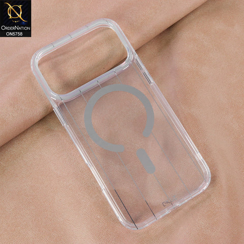 iPhone 17 Pro Max Cover - White - New Okoz High Quality TPU Soft Semi Transparent Case With MagSafe