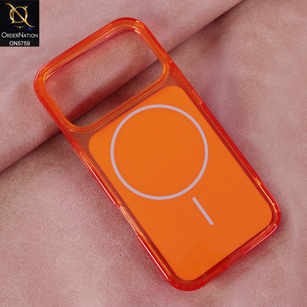 iPhone 17 Pro Cover - Orange - New Youksh Premium High Quality TPU Soft Bordered Case With MagSafe