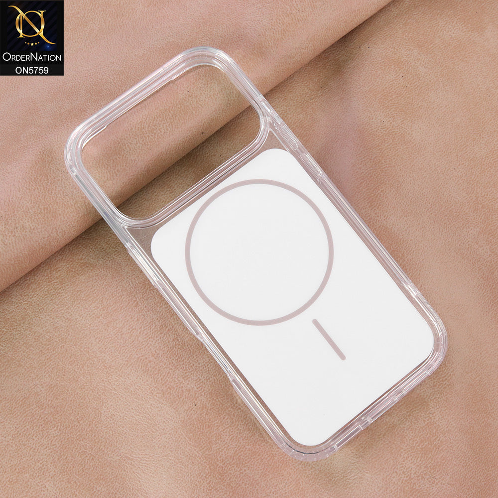 iPhone 17 Pro Cover - White - New Youksh Premium High Quality TPU Soft Bordered Case With MagSafe