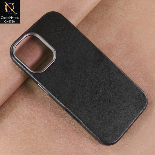iPhone 17 Cover - Black - Youksh Premium Leather Textured Case With Magsafe And Metal Camera Ring