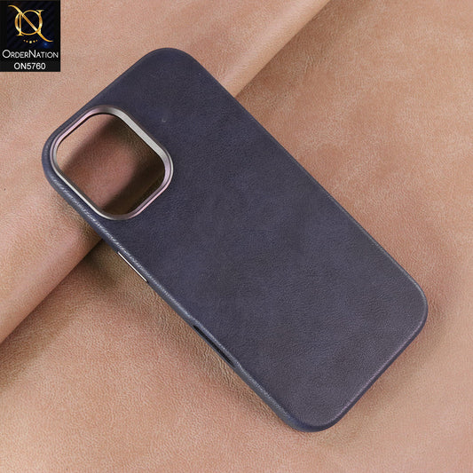iPhone 17 Cover - Blue - Youksh Premium Leather Textured Case With Magsafe And Metal Camera Ring