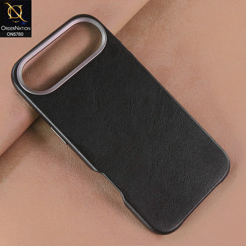 iPhone 17 Air Cover - Black - Youksh Premium Leather Textured Case With Magsafe And Metal Camera Ring
