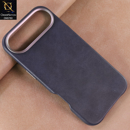 iPhone 17 Air Cover - Blue - Youksh Premium Leather Textured Case With Magsafe And Metal Camera Ring