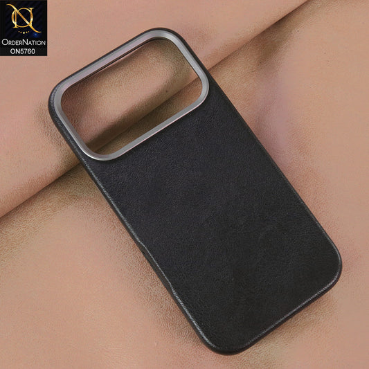 iPhone 17 Pro Cover - Black - Youksh Premium Leather Textured Case With Magsafe And Metal Camera Ring