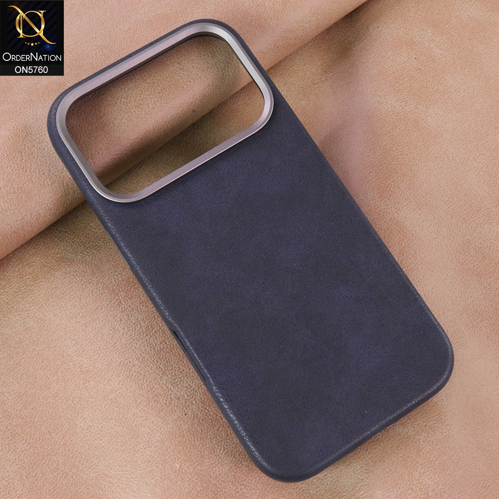 iPhone 17 Pro Cover - Blue - Youksh Premium Leather Textured Case With Magsafe And Metal Camera Ring