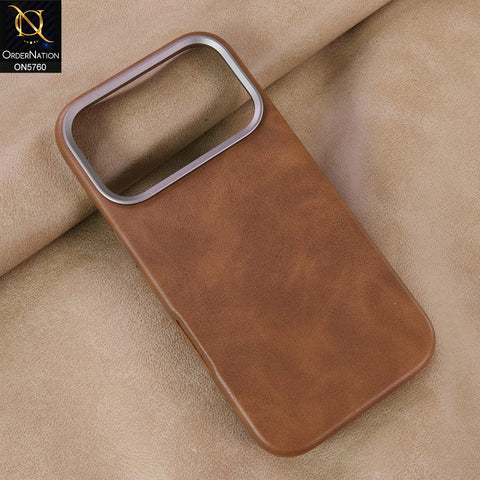 iPhone 17 Cover - Brown - Youksh Premium Leather Textured Case With Magsafe And Metal Camera Ring